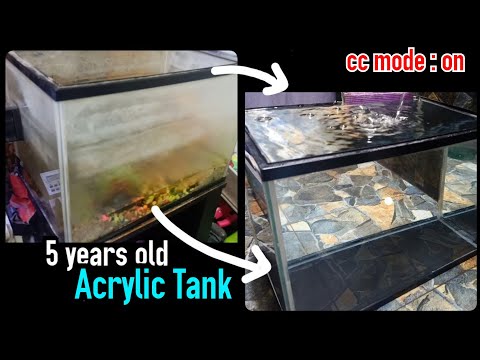 How to Clean crusty acrylic aquarium | Crusty tank (with Soap, Sandpaper, Scrap, Napoclean Liquid)