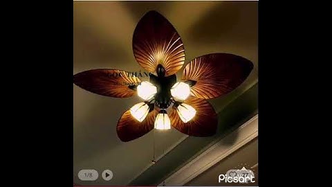 Quạt Trần Đèn 5 Cánh Hình Lá Cọ Trang Trí Sảnh Phòng Khách Cao Cấp VF49 Ngọc Thắng (Tặng kèm remote)