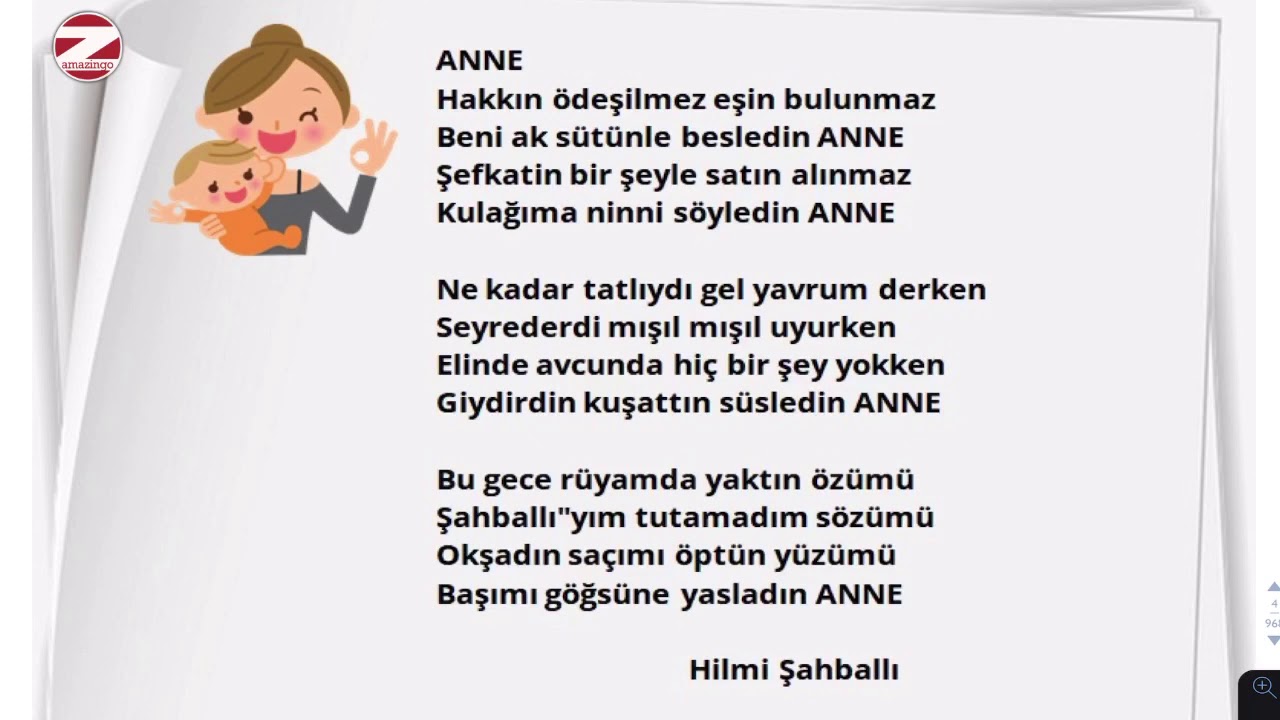 anneler günü Şiiri kısa anne Şiiri 3 kıtalık youtube