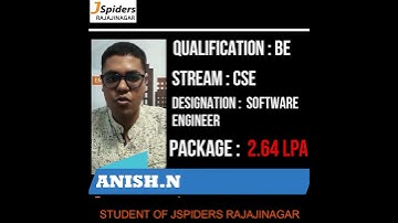 JSPIDERS RAJAJINAGAR STUDENT | ANISH.N | FEEDBACK |SOFTWARE ENGINEER🤩