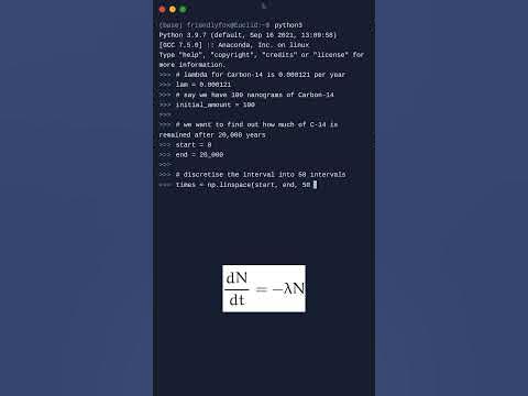 radioactive decay equation in python - YouTube