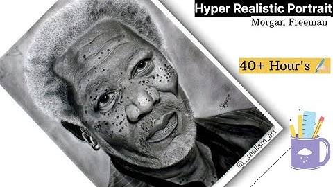 Hyper Realistic Portrait Of Morgan Freeman || Timelapse Video