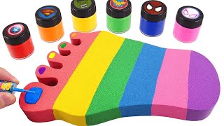 Satisfying Video l How to make Rainbow Toenail Cake WITH Kinetic Sand INTO Painting Cutting ASMR