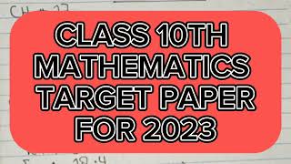 10Th Mathematics Target Papers For 2023 By Story