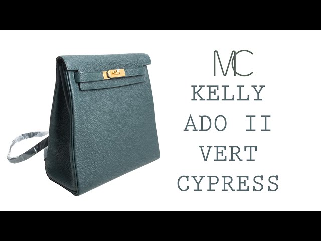 Hermes Kelly Ado II Backpack Vert Cypress Gold Hardware New