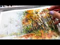 Fall Forest Quick Loose Painting in Watercolor