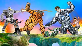जादुई शेर गोरिल्ला और VS रोबोट टाइटन मॉन्स्टर Magical Tiger Gorilla Vs Robot Titan Monster Kahaniya screenshot 5