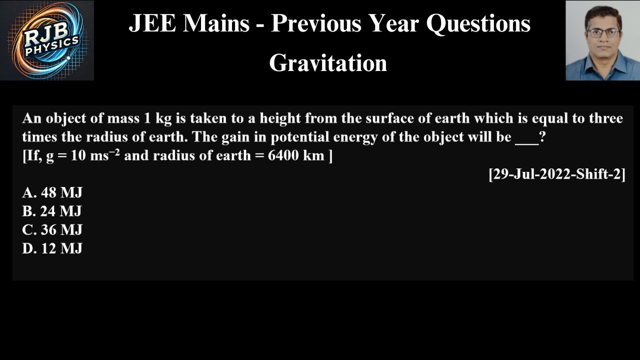 An object of mass 1 kg is taken to a height from the surface of earth which is equal to three times