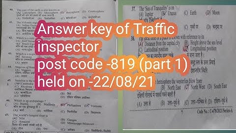 answer key of traffic inspector post code -819 (part 1)