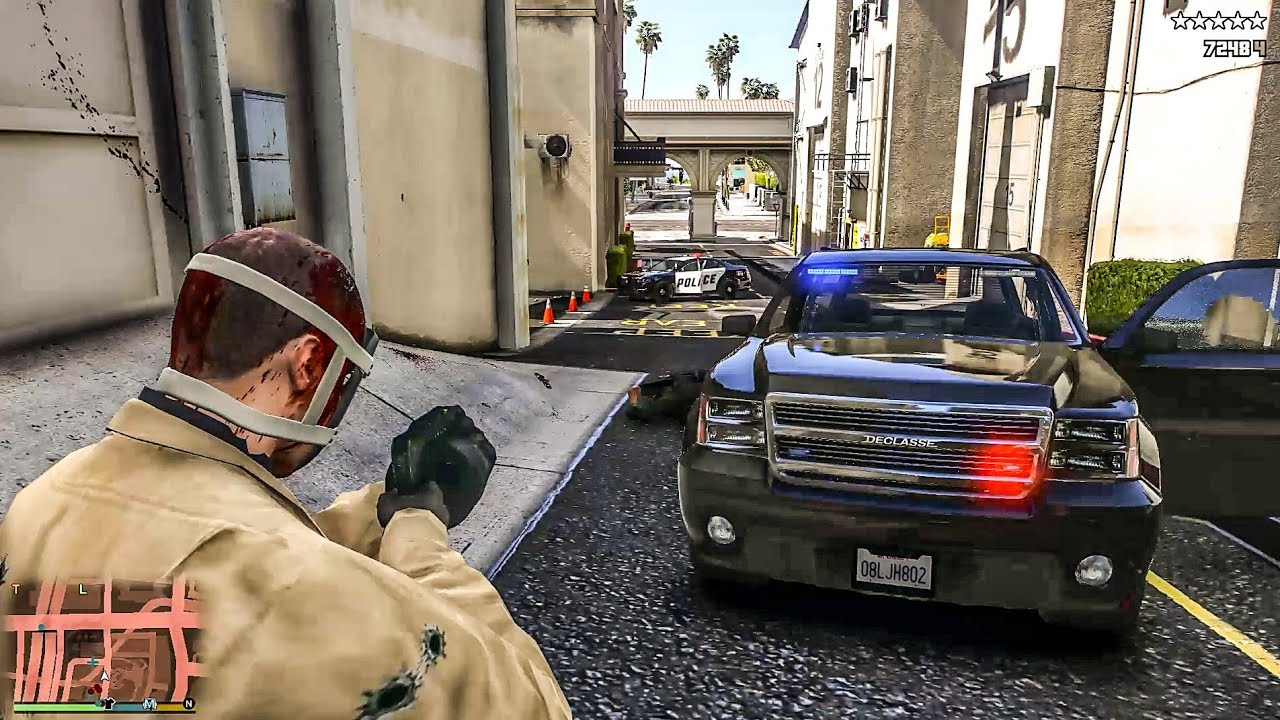 GTA 5 - Richards Majestic Shootout + Five Star Police Escape - YouTube