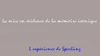 La Mise En Évidence De La Mémoire Iconique, Lexpérience De Sperling