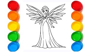 How to Draw Elsa from Disney Frozen | Beautiful Princess Drawing | Frozen Coloring Pages | Elsa 