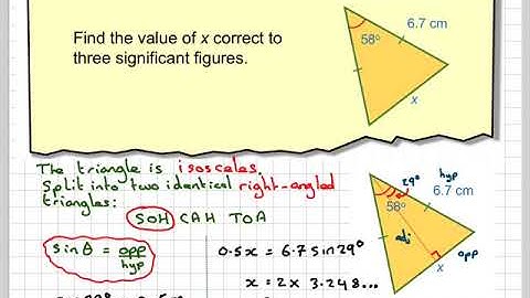 Using trigonometry to find a length in an isosceles triangle