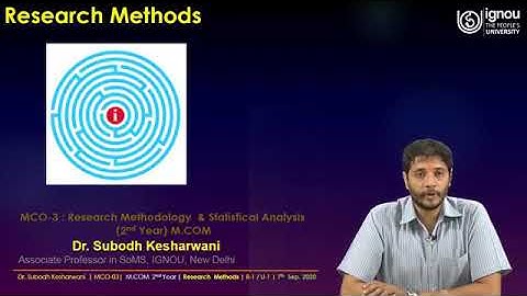 Research Methods | for M.Com/MCO-03 students | Dr. Subodh kesharwani | SOMS | IGNOU | New Delhi