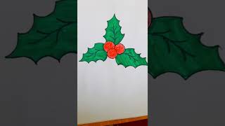 Easy Christmas Drawing Ideas/How to Draw Holly Leaves/Mistletoe Drawing Step by Step/Merry Christmas