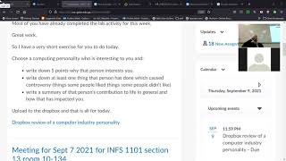 INFS 1101 section 13 lab instructions 9 September 2021