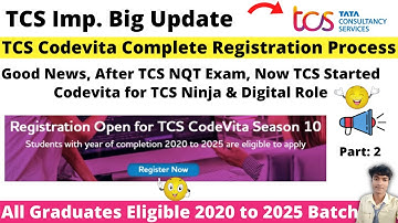 🔴Good News, TCS Codevita Season 10 Registration Started | 2020 to 2025 Batch Eligible - Full Process