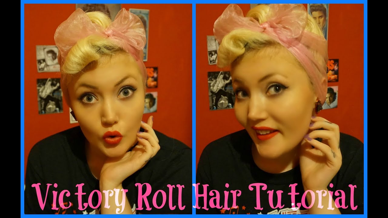 Pin up Victory roll hair tutorial with scarf