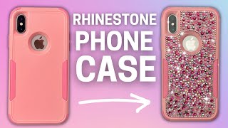 HOW TO MAKE A RHINESTONE PHONE CASE // DIY Bling iPhone Cover Scatter Method Easy Beginner Tutorial