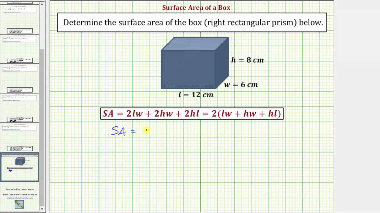 Area box. Surface area of Rectangle.