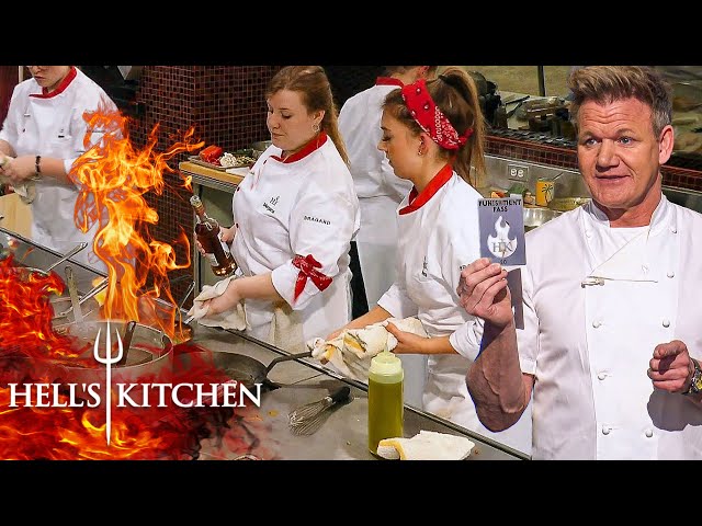 Cooking With Alcohol Challenge Goes Up In Flames | Hell's Kitchen class=