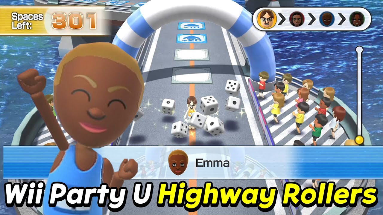 Wii Party U Highway Rollers Gameplay | Emma Vs Massimo Vs Patricia Vs Marius | Advanced com