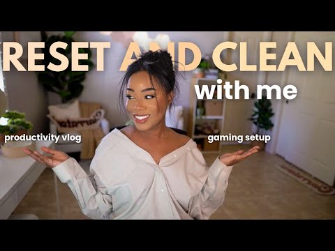 MOTIVATING CLEAN WITH ME | cozy quick office reset ft. my gaming setup