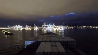 Container Ship 2800 TEU is berthing in Algeciras. Timelapse