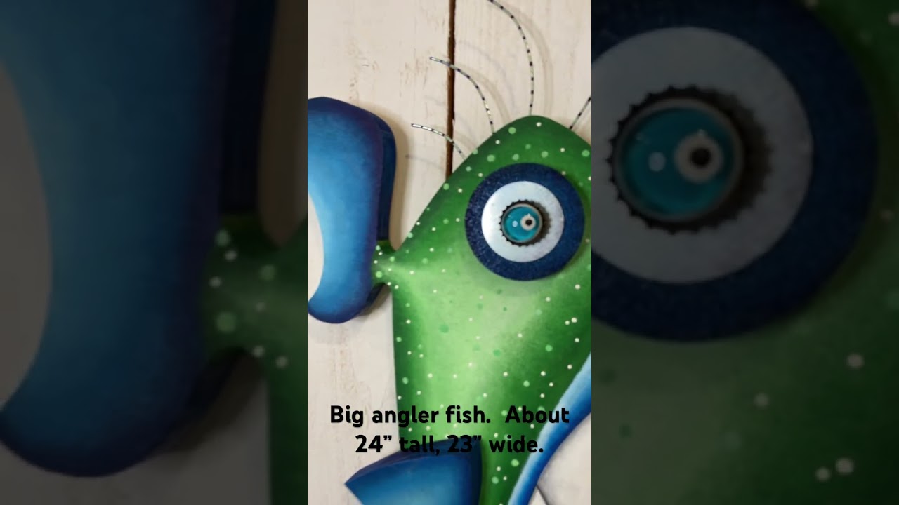 Very large wooden angler fish.  About 24” tall, 22.5” wide 