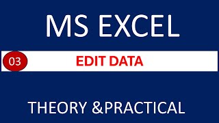 MS EXCEL: Edit Data | Find & Replace | Edit TEXT | Undo and redo | Range Autofill | Edit Function