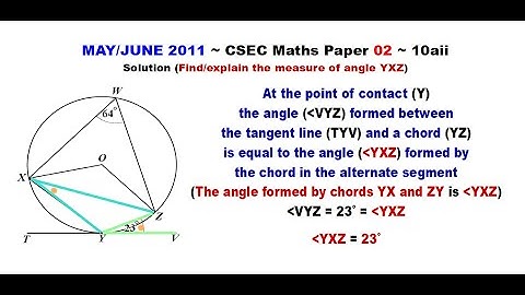 Paper2-CSEC-MATHS-359 ~ Circle Geometry & The Alternate Segment Theorem ~ May/June 2011 Number 10aii