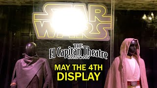 Star Wars props and costumes display at El Capitan Theatre for May the 4th weekend 2024