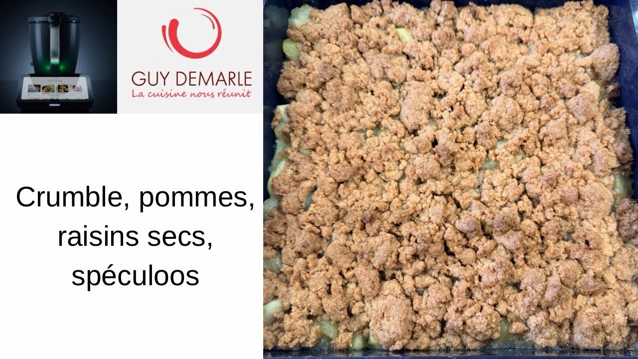 Crumble, pommes, raisins secs, spéculoos ￼