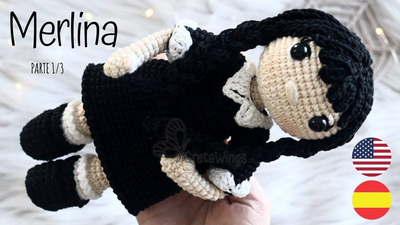 Merlina o Miércoles / Wednesday Addams Amigurumis paso a paso Parte 1/3  Sub 🇺🇸🇪🇸/ GretaWings