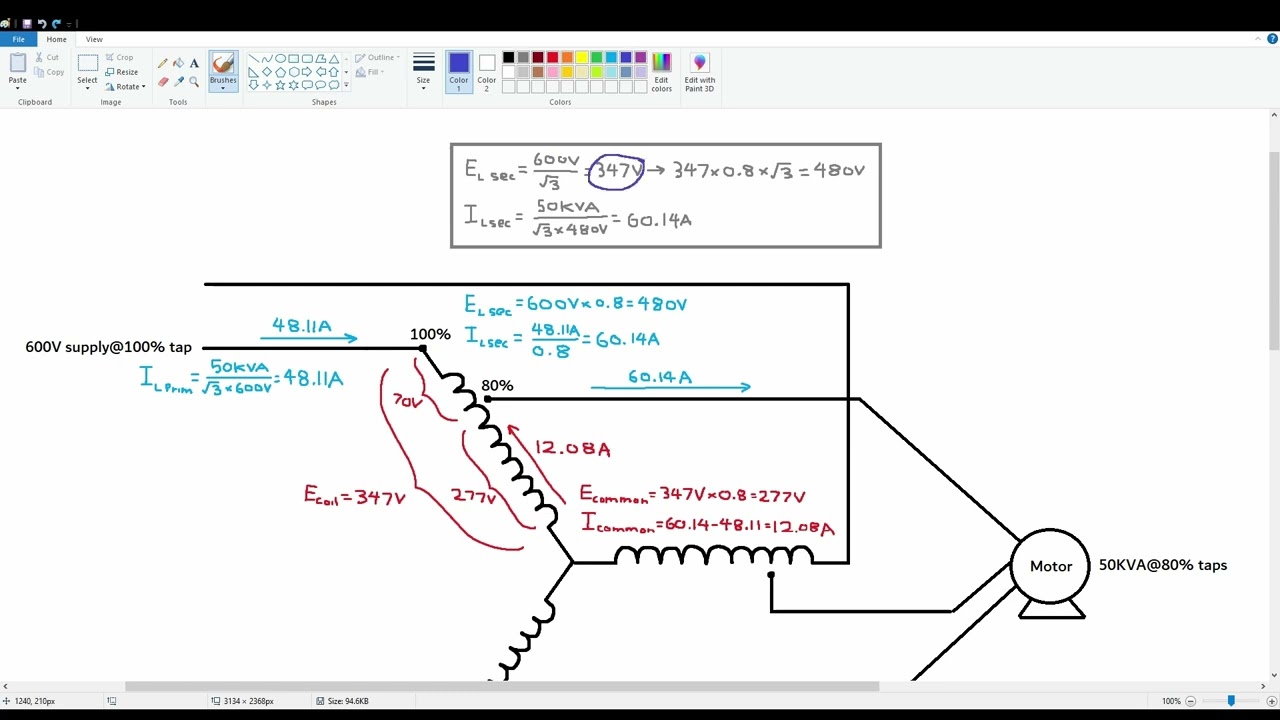 Wye Auto transformer Calculations