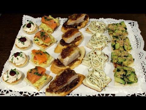 Canapes varied cold and hot easy and rich for holidays