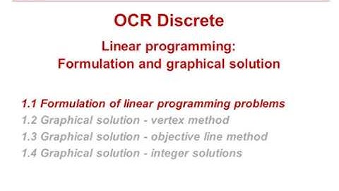 OCR Discrete: Linear programming 1-1