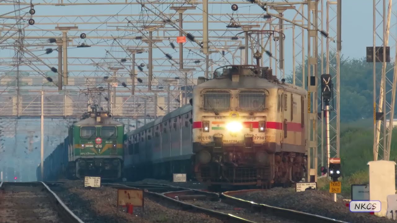 11 in 1 Diesel & Electric Action on Busy Chennai Mumbai Line | Main Line Blocked 