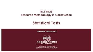 Research Methodology 10: Statistical Tests