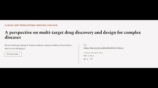 A perspective on multi-target drug discovery and design for complex diseases | RTCL.TV