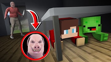 JJ and Mikey are HIDING from SCARY JOHN PORK is Calling CHALLENGE in Minecraft - Maizen