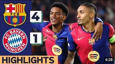Barcelona Thrash Bayern 4-1 | Raphinha Hat-Trick Steals the Show | UCL 2024 Highlights”