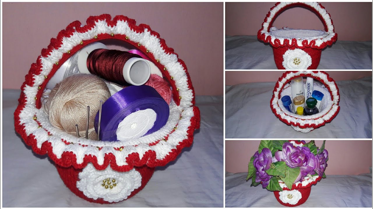 تعليم الكروشية/طريقة عمل سلة من الكروشي متعددة الاستعمالات