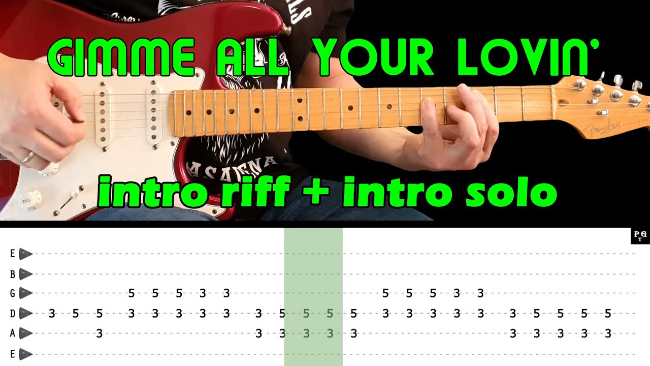 GIMME ALL YOUR LOVIN' - Guitar lesson - Intro Riff + intro solo (with tabs)  - ZZ Top - YouTube