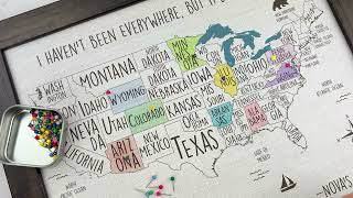 Turn Your Travels Into Art | DIY USA Paint & Pin Travel Map Editable Us Maps With Mountains For Personalized Gifts