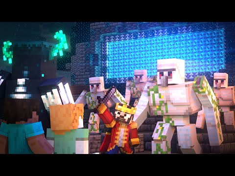 Warden Life: Warden, Alex and Steve vs Iron Golem Army (Minecraft Animation Movie)