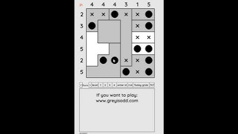 Grey is Odd - Today grids. Solution level 1 6X6 dated 07-22-2024 #logicpuzzles #logicgames  #games