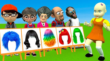 Scary Teacher 3D vs Squid Game Draw Hair Squid Girl Beautiful or Error Challenge 5 Times Challenge