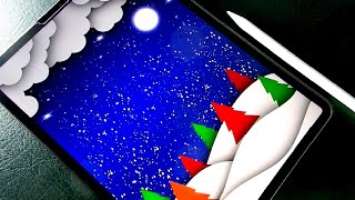 PAPER CUT OUT in PROCREATE | Cut Paper Effect in Procreate|Snow Landscape Illustration | Art With A.