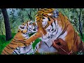 Realistic tiger acrylic painting/ time-lapse
